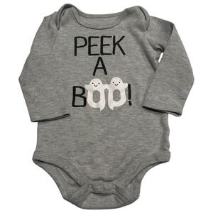 Carters Unisex Baby Cute Ghost Peek-A-Boo Halloween Long Sleeve Bodysuit Gray 16